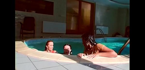  Youthful teen delights with mama in the pool for a complete play